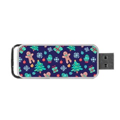 Christmas Texture New Year Background Trees Retro Pattern Portable Usb Flash (two Sides) by Sarkoni