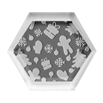 Christmas Texture New Year Background Trees Retro Pattern Hexagon Wood Jewelry Box Front