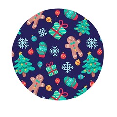 Christmas Texture New Year Background Trees Retro Pattern Mini Round Pill Box by Sarkoni