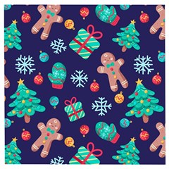 Christmas Texture New Year Background Trees Retro Pattern Wooden Puzzle Square by Sarkoni