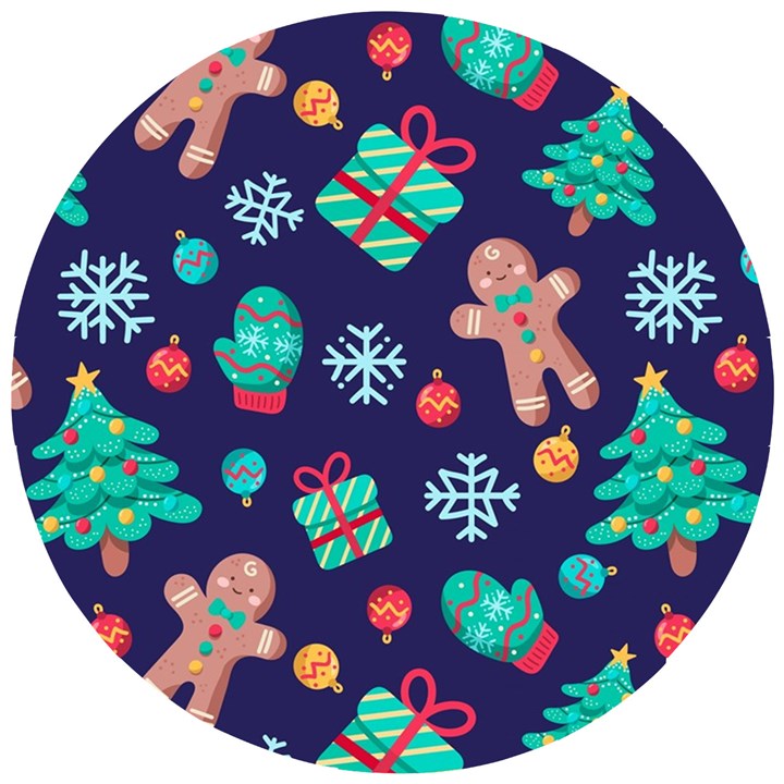 Christmas Texture New Year Background Trees Retro Pattern Wooden Puzzle Round