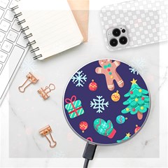 Christmas Texture New Year Background Trees Retro Pattern Wireless Fast Charger(white) by Sarkoni