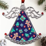 Christmas Texture New Year Background Trees Retro Pattern Metal Angel with Crystal Ornament Front