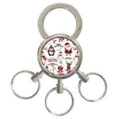 Christmas Characters Pattern 3-ring Key Chain by Sarkoni