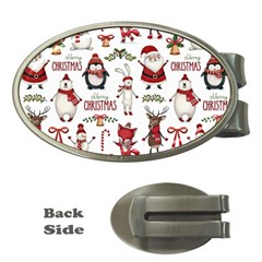 Christmas Characters Pattern Money Clips (oval)  by Sarkoni