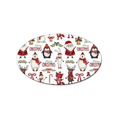 Christmas Characters Pattern Sticker Oval (100 Pack)