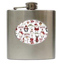 Christmas Characters Pattern Hip Flask (6 Oz) by Sarkoni