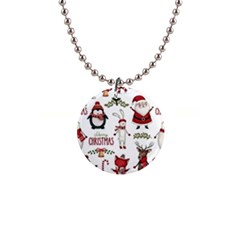 Christmas Characters Pattern 1  Button Necklace by Sarkoni