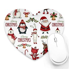 Christmas Characters Pattern Heart Mousepad by Sarkoni