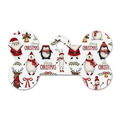 Christmas Characters Pattern Dog Tag Bone (two Sides) by Sarkoni