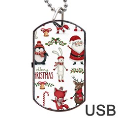 Christmas Characters Pattern Dog Tag Usb Flash (one Side) by Sarkoni