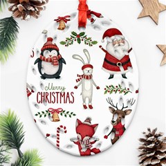 Christmas Characters Pattern Ornament (oval Filigree) by Sarkoni