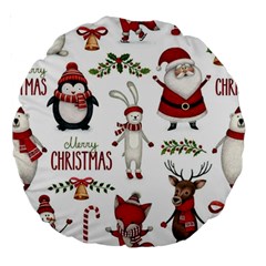 Christmas Characters Pattern Large 18  Premium Round Cushions by Sarkoni