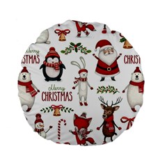 Christmas Characters Pattern Standard 15  Premium Flano Round Cushions by Sarkoni