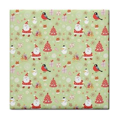 Christmas Pattern Christmas Tree Santa Tile Coaster by Sarkoni