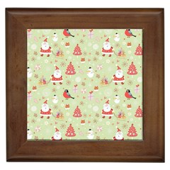 Christmas Pattern Christmas Tree Santa Framed Tile by Sarkoni