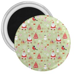 Christmas Pattern Christmas Tree Santa 3  Magnets by Sarkoni