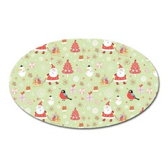 Christmas Pattern Christmas Tree Santa Oval Magnet by Sarkoni