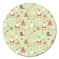 Christmas Pattern Christmas Tree Santa Magnet 5  (round) by Sarkoni