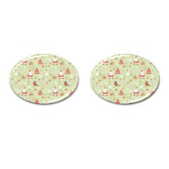 Christmas Pattern Christmas Tree Santa Cufflinks (oval) by Sarkoni