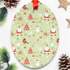 Christmas Pattern Christmas Tree Santa Oval Ornament (two Sides) by Sarkoni