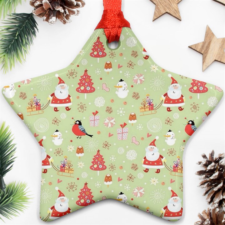 Christmas Pattern Christmas Tree Santa Star Ornament (Two Sides)