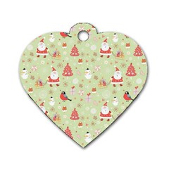 Christmas Pattern Christmas Tree Santa Dog Tag Heart (one Side) by Sarkoni