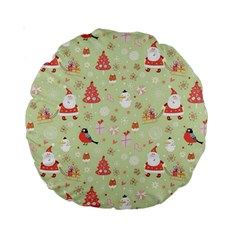 Christmas Pattern Christmas Tree Santa Standard 15  Premium Round Cushions by Sarkoni