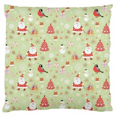 Christmas Pattern Christmas Tree Santa Large Premium Plush Fleece Cushion Case (two Sides) by Sarkoni