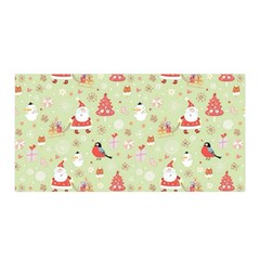 Christmas Pattern Christmas Tree Santa Satin Wrap 35  X 70  by Sarkoni