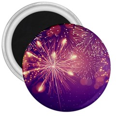 Fireworks On A Purple With Fireworks New Year Christmas Pattern 3  Magnets by Sarkoni