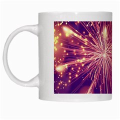 Fireworks On A Purple With Fireworks New Year Christmas Pattern White Mug by Sarkoni