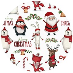 Christmas Characters Pattern Wooden Puzzle Round by Sarkoni