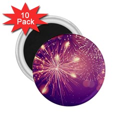 Fireworks On A Purple With Fireworks New Year Christmas Pattern 2 25  Magnets (10 Pack)  by Sarkoni