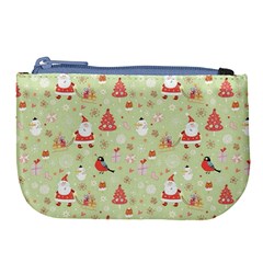 Christmas Pattern Christmas Tree Santa Large Coin Purse by Sarkoni