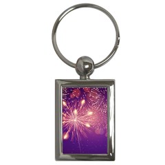 Fireworks On A Purple With Fireworks New Year Christmas Pattern Key Chain (rectangle) by Sarkoni