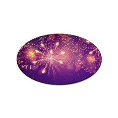 Fireworks On A Purple With Fireworks New Year Christmas Pattern Sticker (oval) by Sarkoni