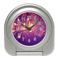 Fireworks On A Purple With Fireworks New Year Christmas Pattern Travel Alarm Clock by Sarkoni