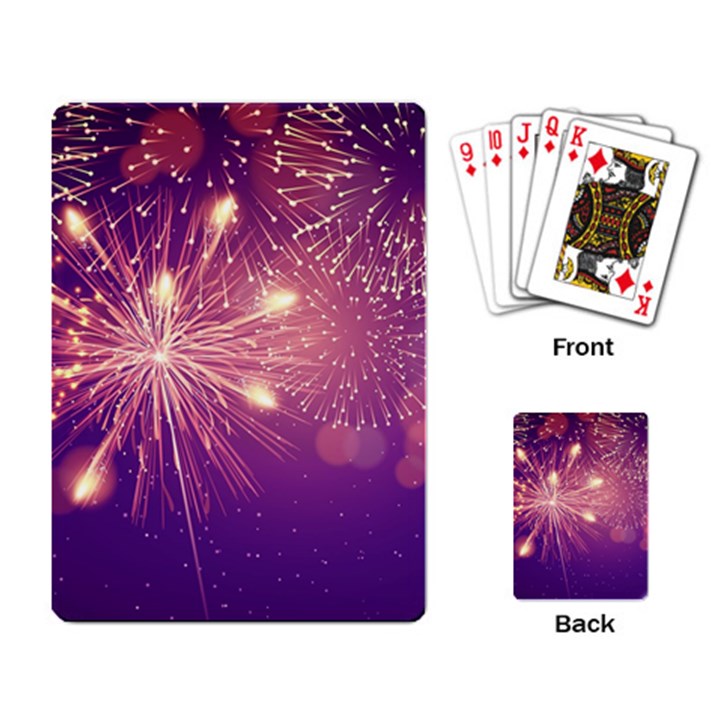 Fireworks On A Purple With Fireworks New Year Christmas Pattern Playing Cards Single Design (Rectangle)