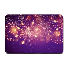 Fireworks On A Purple With Fireworks New Year Christmas Pattern Small Doormat by Sarkoni