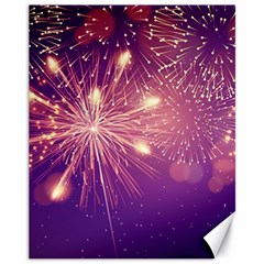 Fireworks On A Purple With Fireworks New Year Christmas Pattern Canvas 11  X 14  by Sarkoni