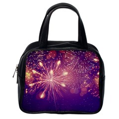 Fireworks On A Purple With Fireworks New Year Christmas Pattern Classic Handbag (one Side) by Sarkoni