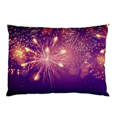 Fireworks On A Purple With Fireworks New Year Christmas Pattern Pillow Case by Sarkoni