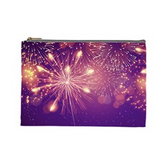 Fireworks On A Purple With Fireworks New Year Christmas Pattern Cosmetic Bag (large) by Sarkoni