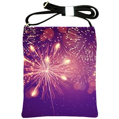 Fireworks On A Purple With Fireworks New Year Christmas Pattern Shoulder Sling Bag by Sarkoni