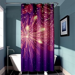 Fireworks On A Purple With Fireworks New Year Christmas Pattern Shower Curtain 36  X 72  (stall)  by Sarkoni