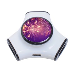 Fireworks On A Purple With Fireworks New Year Christmas Pattern 3-port Usb Hub by Sarkoni