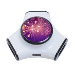 Fireworks On A Purple With Fireworks New Year Christmas Pattern 3-Port USB Hub Front