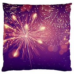 Fireworks On A Purple With Fireworks New Year Christmas Pattern Large Cushion Case (one Side) by Sarkoni