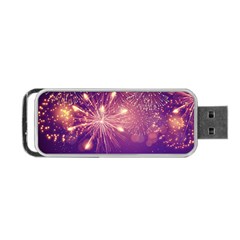 Fireworks On A Purple With Fireworks New Year Christmas Pattern Portable Usb Flash (two Sides) by Sarkoni